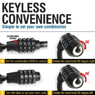 Combination Lock with Coiled Cable