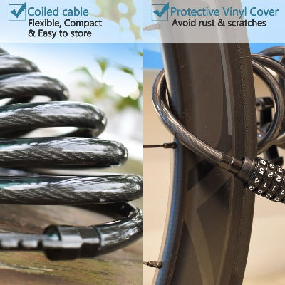 Combination Lock with Coiled Cable