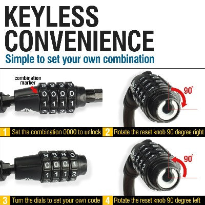 Combination Lock with Straight Cable